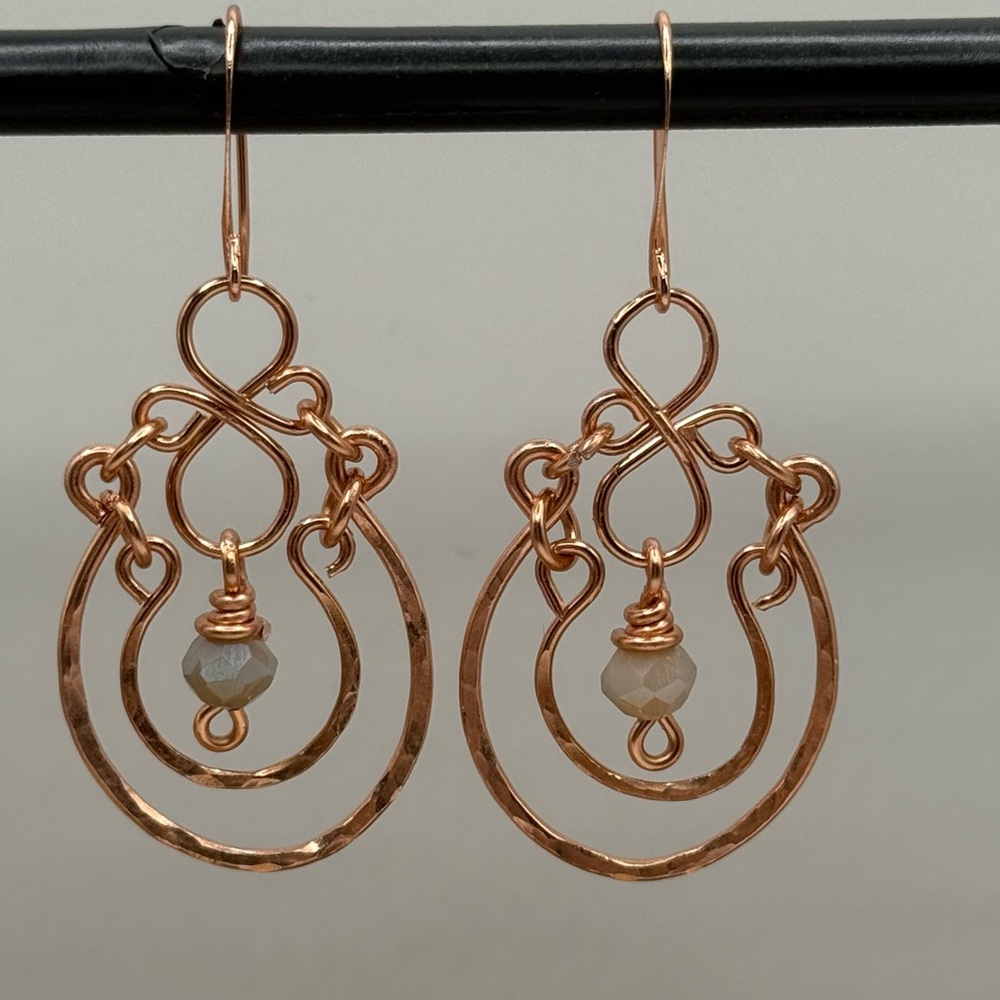 Copper Dangle Handmade Chandelier Earrings